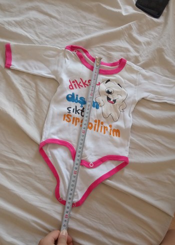 9 Ay Beden Uzun Kollu Baskılı Beyaz Bebek Body 6-9 ay