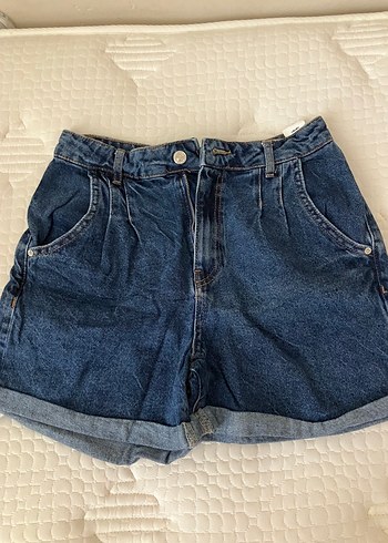 Kadın Lacivert Bol Kesim Mini Denim Şort