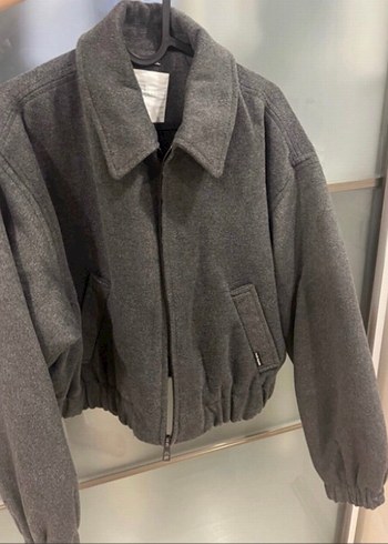 m Beden Gri Denim Midi Kadın Ceket