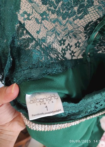 36 Beden yeşil Renk Koyu Yeşil balık model Abiye Elbise