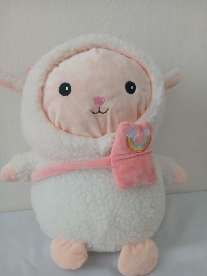 Pastel Beyaz Peluş Oyuncak Kuzu - Görsel 4