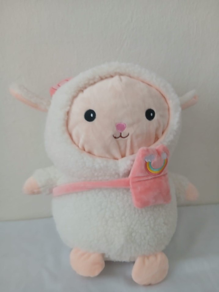 Pastel Beyaz Peluş Oyuncak Kuzu - Görsel 2