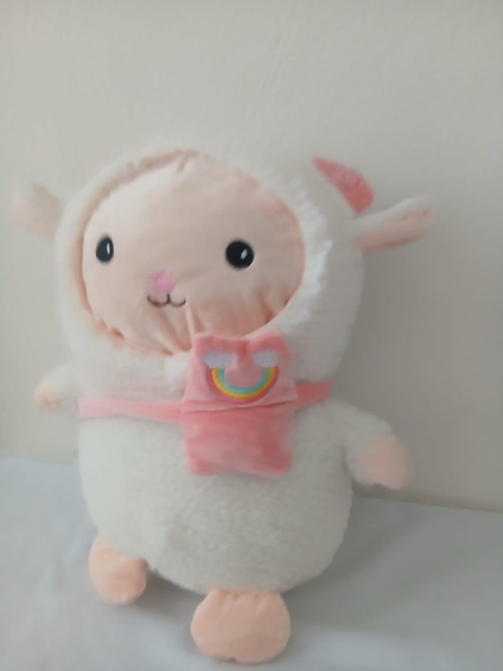 Pastel Beyaz Peluş Oyuncak Kuzu - Görsel 3