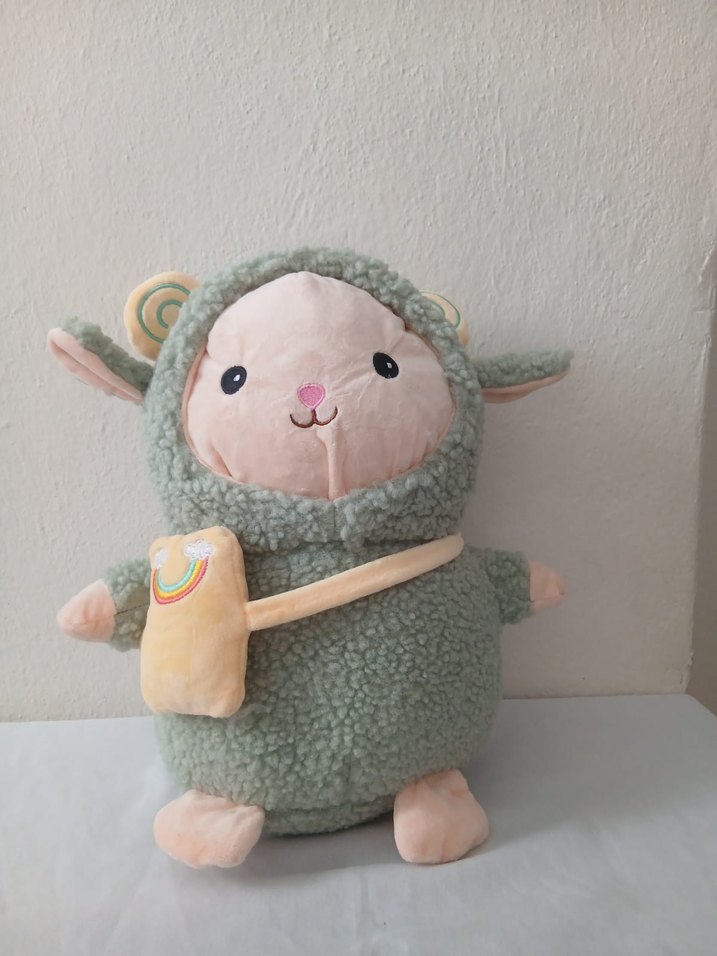 Pastel Gri Peluş Oyuncak Koyun - Görsel 3