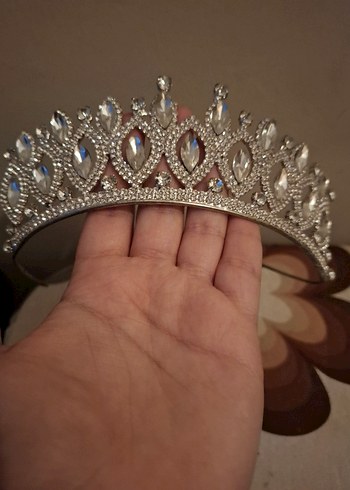 Beyaz Parlak Taşlı Düğün Tacı - Görsel 2