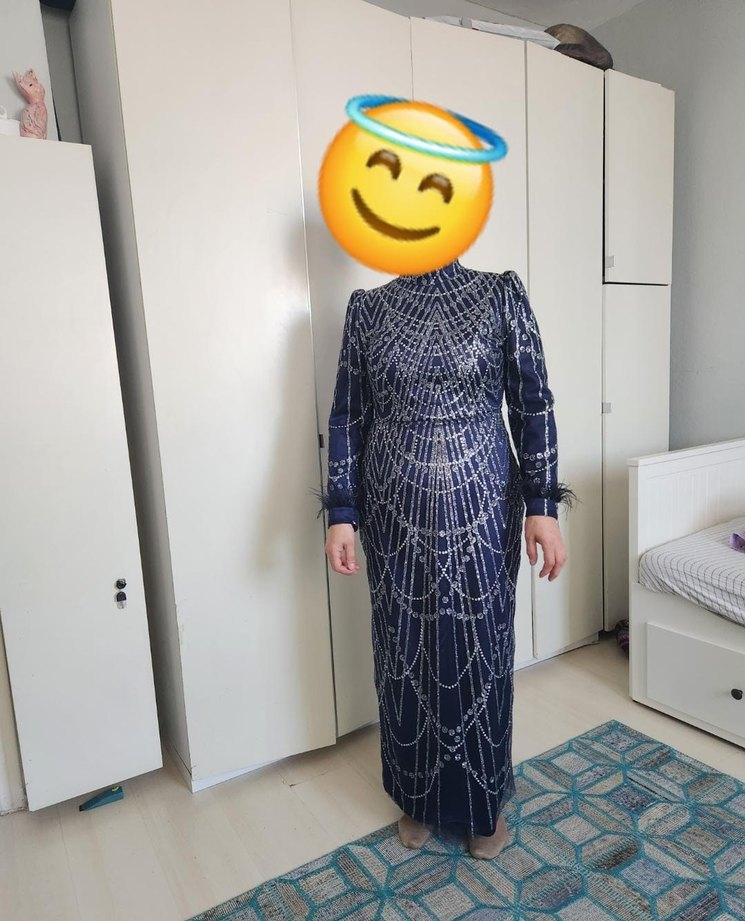 lacivert tesettür abiye düğün,nişan elbisesi - Görsel 2