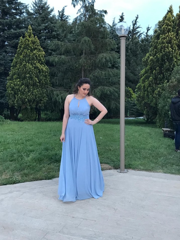Mavi Uzun Abiye Elbise, mezuniyet, davet elbisesi - Görsel 2