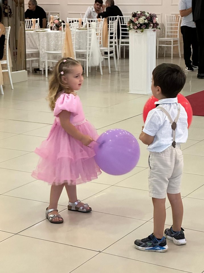 Pembe Puf Kollu Kız Çocuk Elbisesi Özel Dikim - Görsel 2