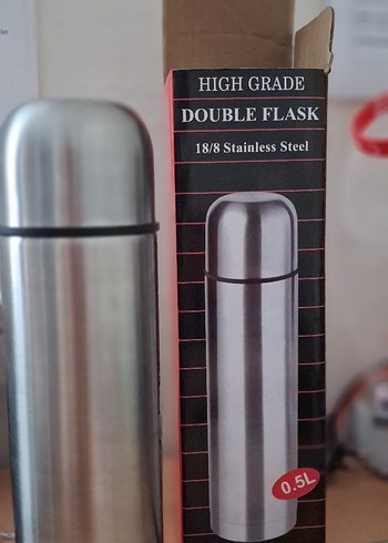 Gri Çift Katmanlı Çelik Termos - Görsel 2