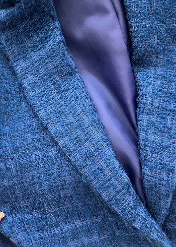 38 Beden mavi Renk Düğmeli Mavi Kadın Midi Blazer Ceket