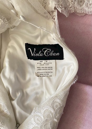 Viola Chan Tasarımı Dantel İşlemeli V Yaka Prenses Gelinlik - Görsel 10