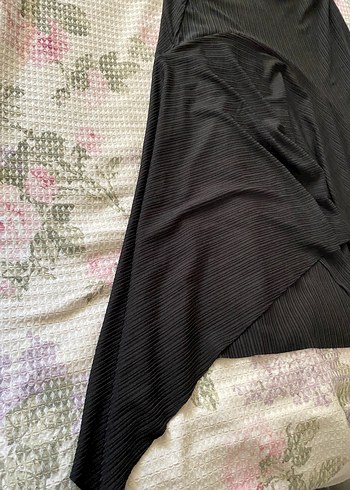 Bershka Siyah Drapeli Uzun Kadın Etek Bershka
