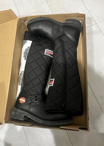 Siyah Deri Kadın Biker Dizüstü Botlar - Görsel 5