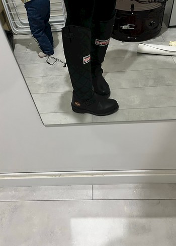 Siyah Deri Kadın Biker Dizüstü Botlar - Görsel 4