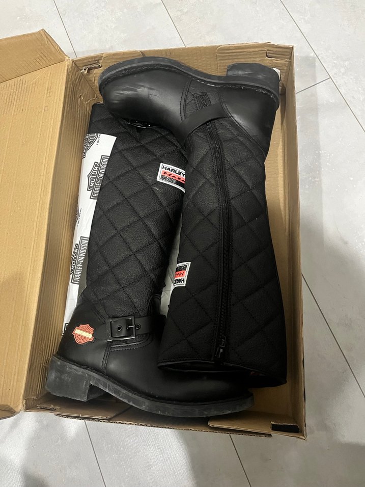 Siyah Deri Kadın Biker Dizüstü Botlar - Görsel 5