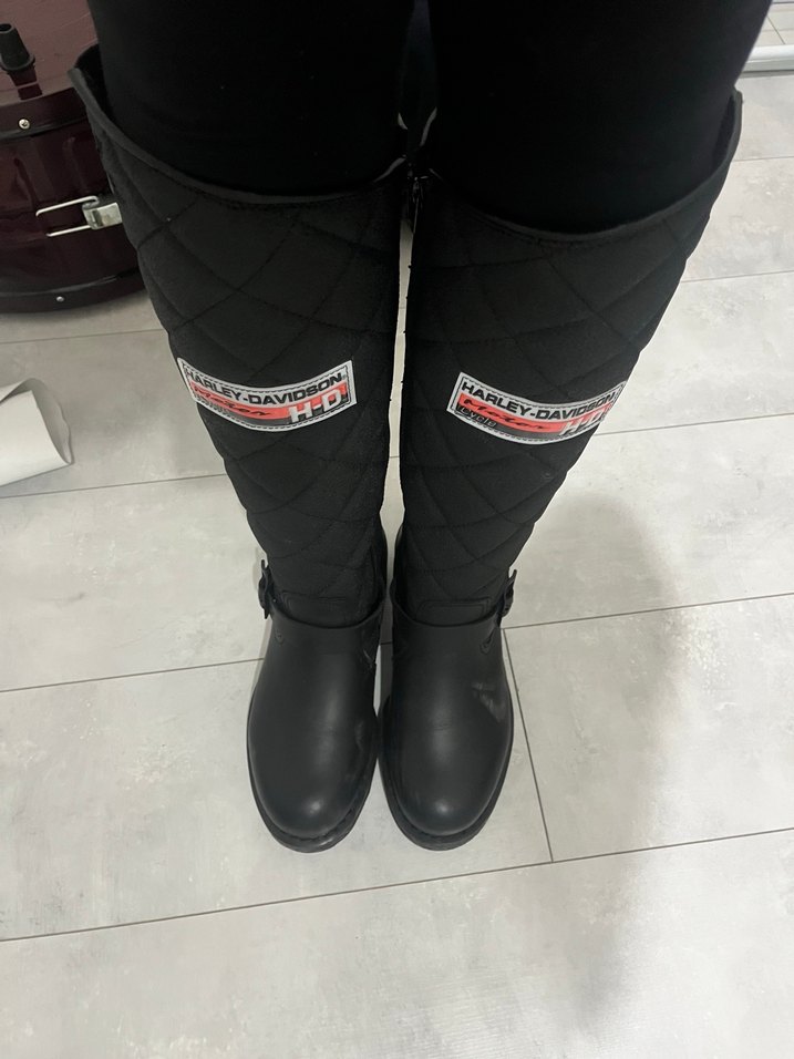 Siyah Deri Kadın Biker Dizüstü Botlar - Görsel 3