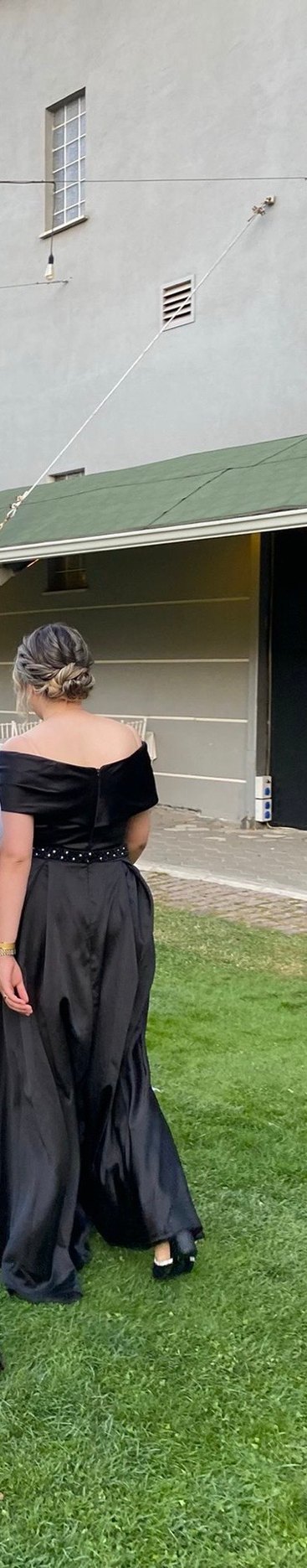 Drapeli Siyah Uzun Abiye Elbise - Görsel 3