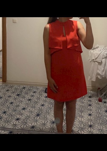 Kırmızı Kolsuz Mini Elbise - Görsel 2