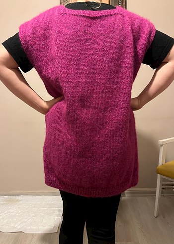 Mor Örgü Yün Kadın Yelek - Görsel 5