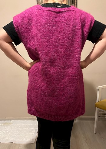 Mor Örgü Yün Kadın Yelek - Görsel 6