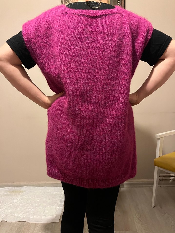 Mor Örgü Yün Kadın Yelek - Görsel 5
