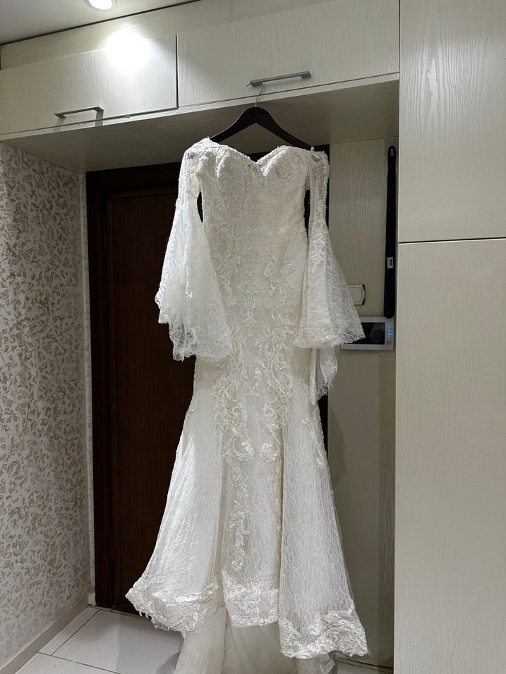 Straplez Vintage balık Uzun Gelinlik - Görsel 3