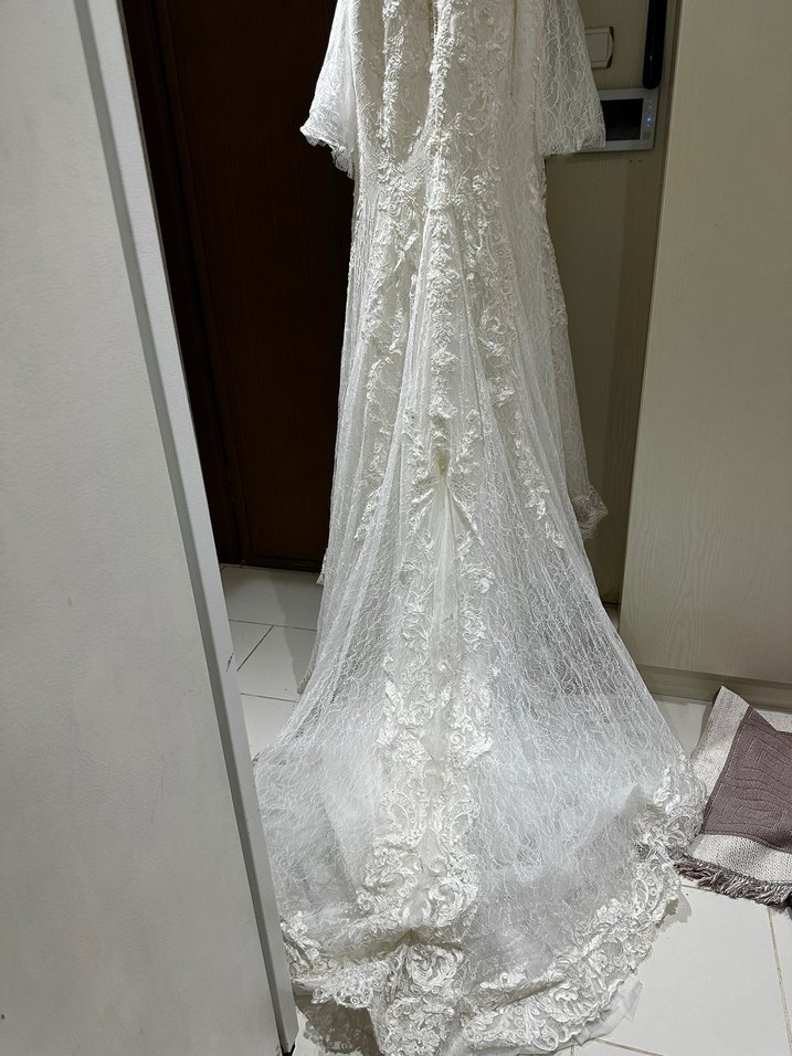 Straplez Vintage balık Uzun Gelinlik - Görsel 5