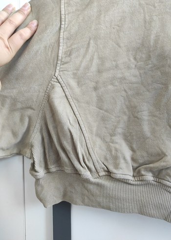 m Beden camel Renk bej kadın %100 pamuklu crop sweatshirt