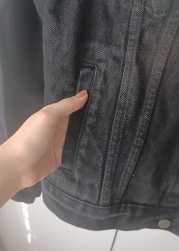34 Beden siyah Renk Siyah Düğmeli Kadın Denim Ceket