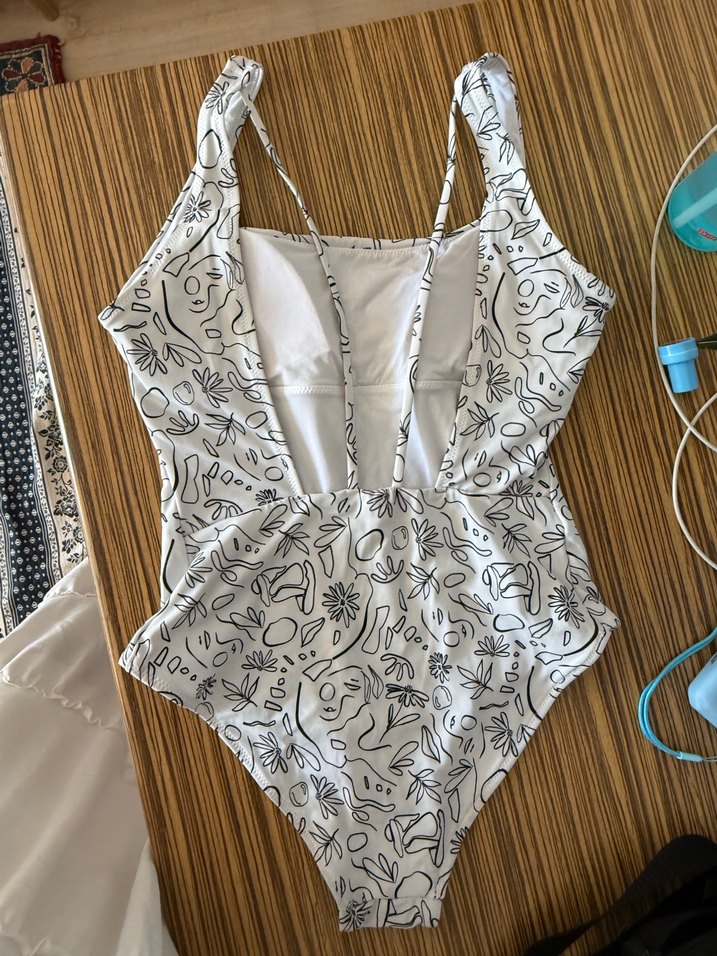 Bohem Desenli Beyaz Kadın Mayo - Görsel 2