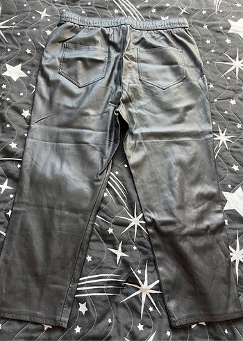 Zara Gri Deri Bol Kesim Kemerli Kadın Pantolon - Görsel 4