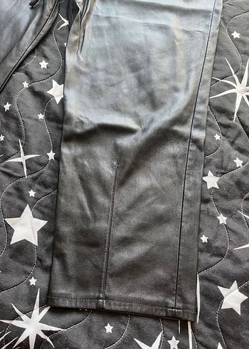 Zara Gri Deri Bol Kesim Kemerli Kadın Pantolon - Görsel 2