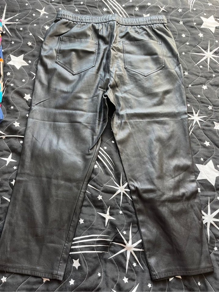 Zara Gri Deri Bol Kesim Kemerli Kadın Pantolon - Görsel 4