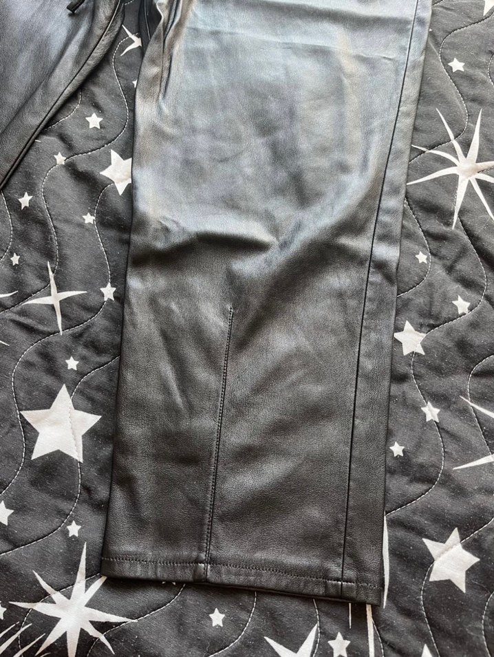 Zara Gri Deri Bol Kesim Kemerli Kadın Pantolon - Görsel 2