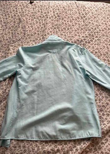 Polo Turkuaz Renk Uzun Kollu Keten Gömlek - Görsel 3