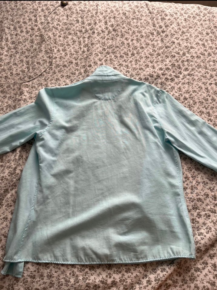 Polo Turkuaz Renk Uzun Kollu Keten Gömlek - Görsel 3