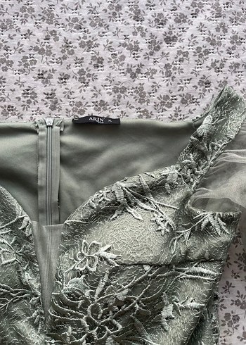 Nakışlı, Strappy Kollu Vintage Midi Elbise - Görsel 4