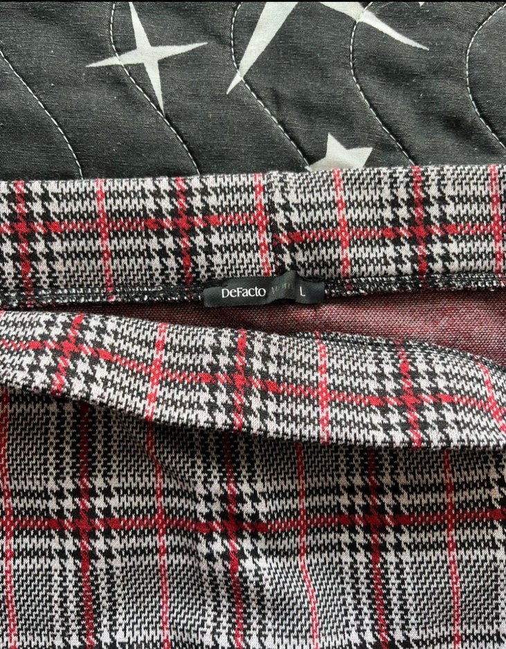 Gri Ekose Pilili Mini Etek - Görsel 2