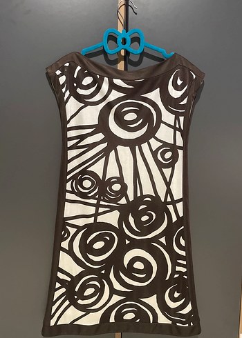 Mango Desenli Kahverengi mini elbise