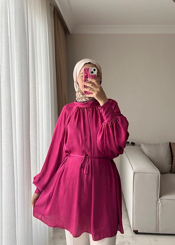 Manuka Fuşya Rengi Saten Tunik
