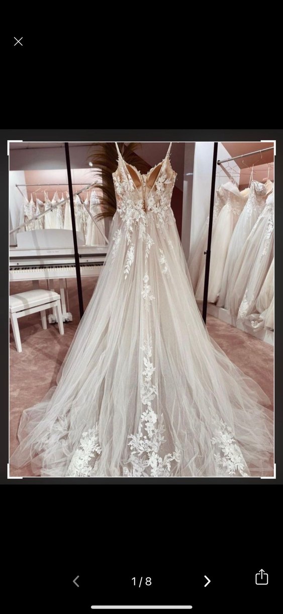 V Yaka Bohem Beyaz A Kesim Uzun Gelinlik - Görsel 2