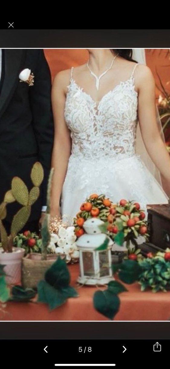 V Yaka Bohem Beyaz A Kesim Uzun Gelinlik - Görsel 4