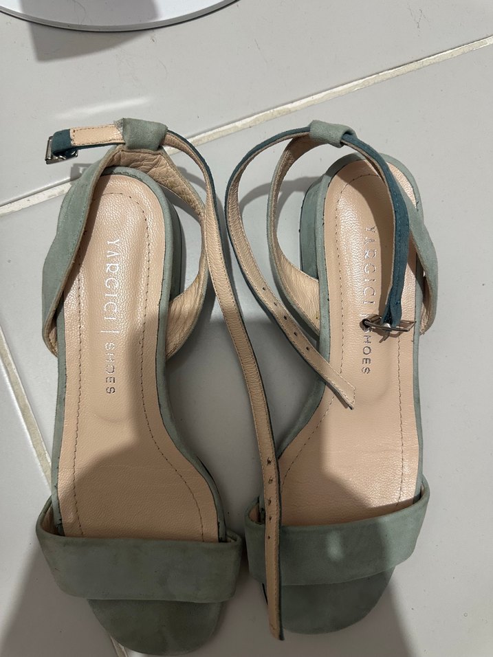 Yeşil Süet Tokalı Kadın Sandalet - Görsel 4