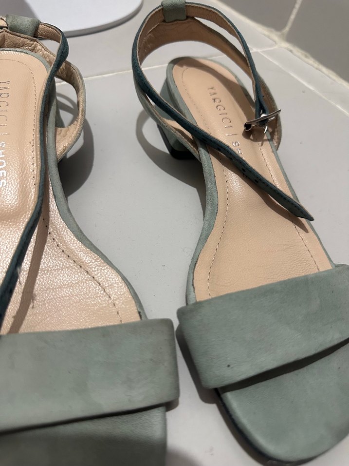 Yeşil Süet Tokalı Kadın Sandalet - Görsel 3