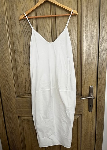 Zara Beyaz V Yakalı Midi Elbise