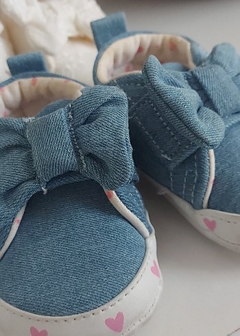 Kız Bebek Denim ve Beyaz İlk Adım Ayakkabıları - Görsel 2