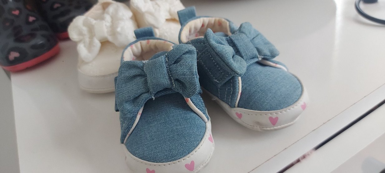 Kız Bebek Denim ve Beyaz İlk Adım Ayakkabıları - Görsel 2