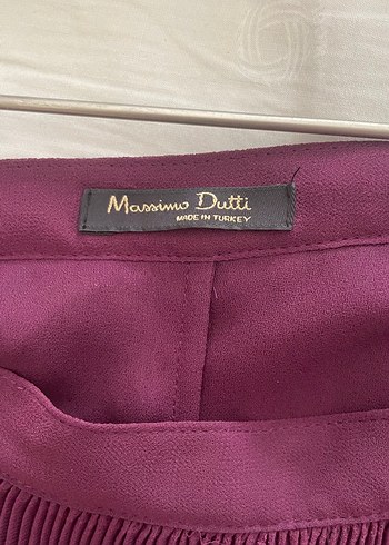 Massimo Dutti Mor Pilili Midi Kadın Etek