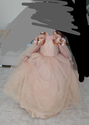 Diğer Bej Straplez Kız Çocuk Elbisesi