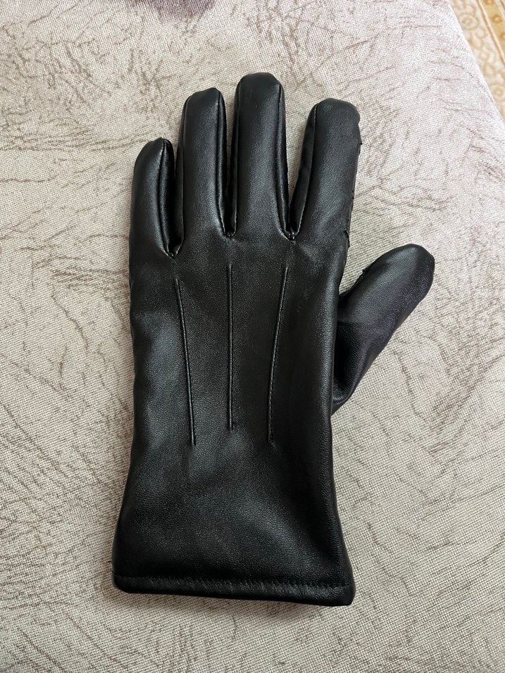 Siyah Deri Kadın Eldiveni, Kürklü - Görsel 3